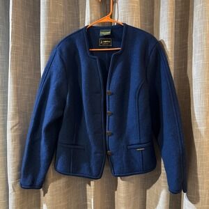 Vintage Geiger Austria 100% Pure Boiled Wool Jacket Blazer Blue Women's Size 44